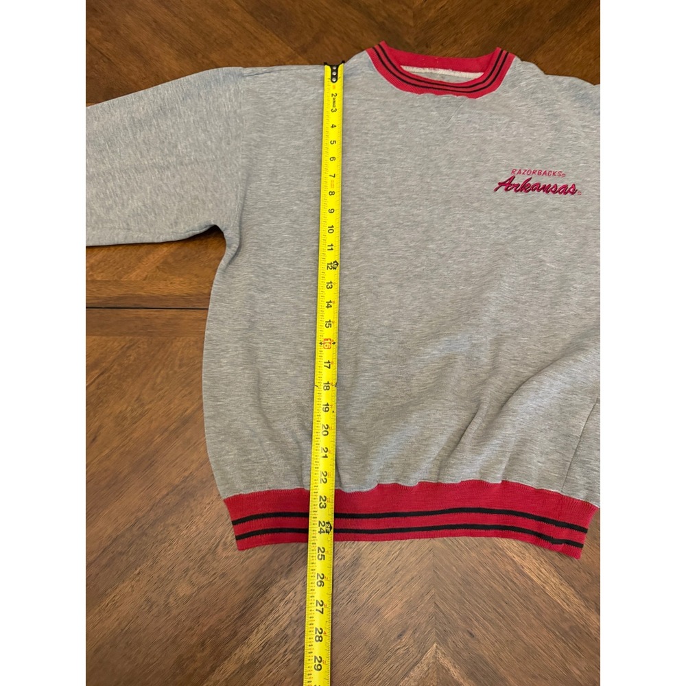 Vintage Logo 7 Arkansas Razorbacks Sweatshirt Mens Medium Gray 90s Crewneck NCAA - Picture 5 of 6